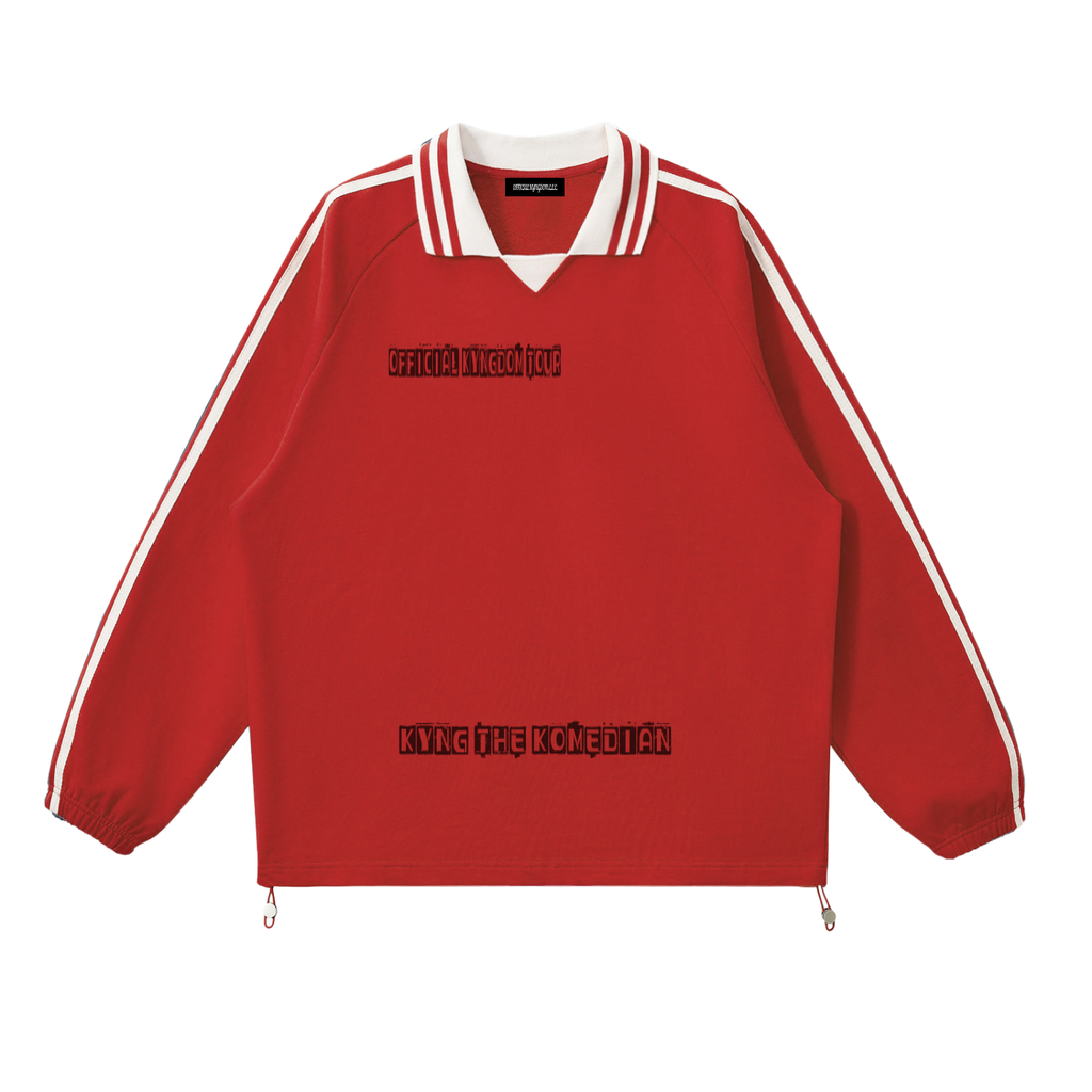 Contrast Striped Lapel Collar Sweatshirt