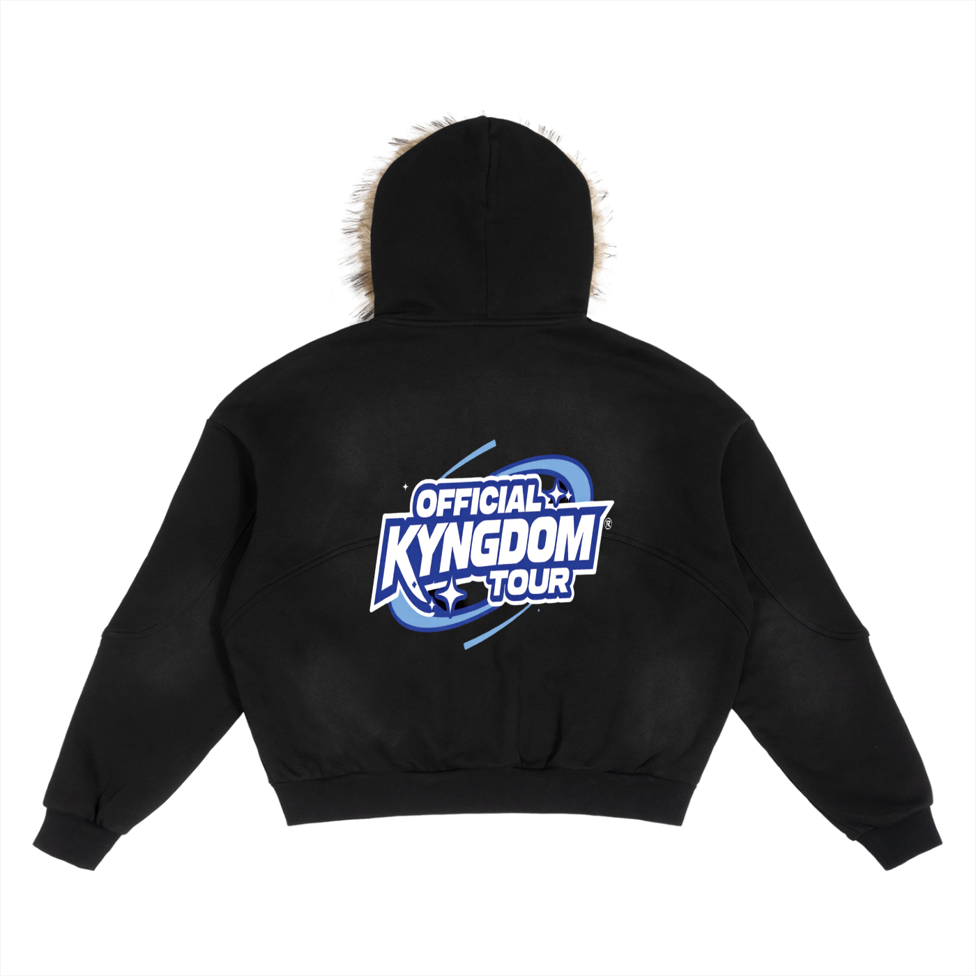 Sun Fade Boxy Detachable Fur Hoodie