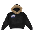 Sun Fade Boxy Detachable Fur Hoodie